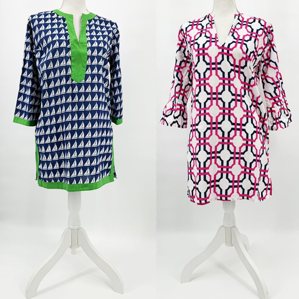 2 Nautical Organic Cotton Tunics by MALABAR BAY